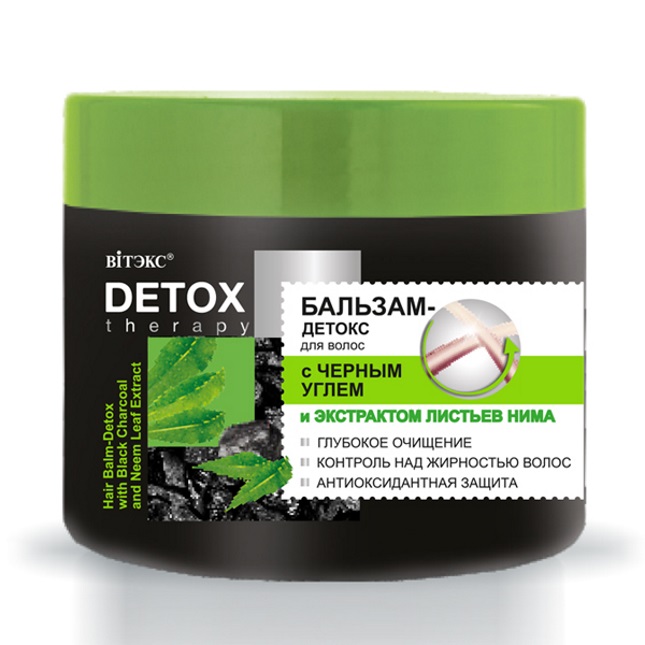 DETOX Therapy Balzam na Vlasy s Čiernym Uhlím a Extraktom z Listov Neem (300ml)