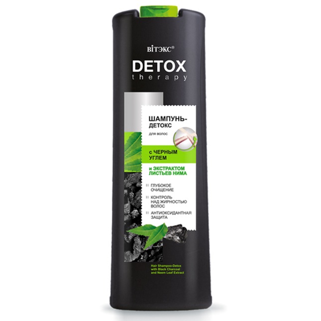 DETOX Therapy Šampón na Vlasy s Čierným Uhlím a Extraktom z Listov Neem (500ml)