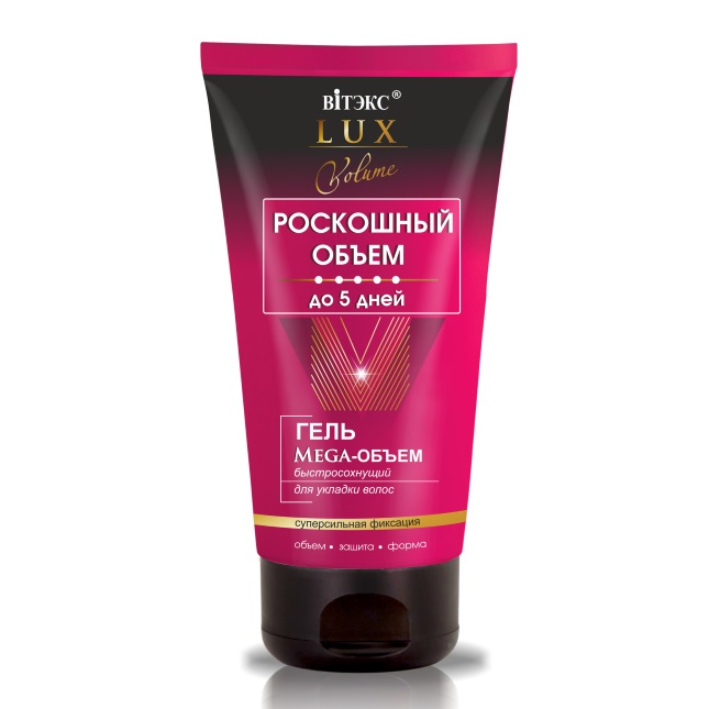 LUX VOLUME Gél na Vlasy Mega Objem, Rýchloschnúci, Super Silná Fixácia (150ml)