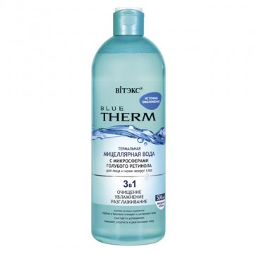 BLUE THERM Termálna Micelárna Voda s Mikrosférami Modrého Retinolu na Tvár, Krk 